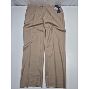 Leonardo Valenti Dress Pants Mens 46x36 Beige Wool Flat Front Unhemmed NWT